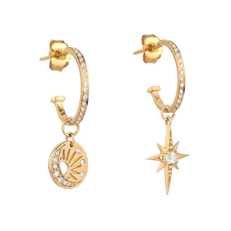 Gold Lucky Star Earrings, Sterling Silver, 14K Gold Plating