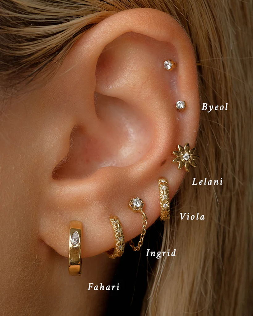 Ingrid Chain Stud 9K Solid Gold