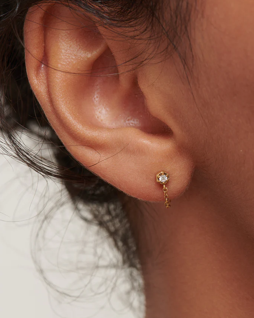 Ingrid Chain Stud 9K Solid Gold