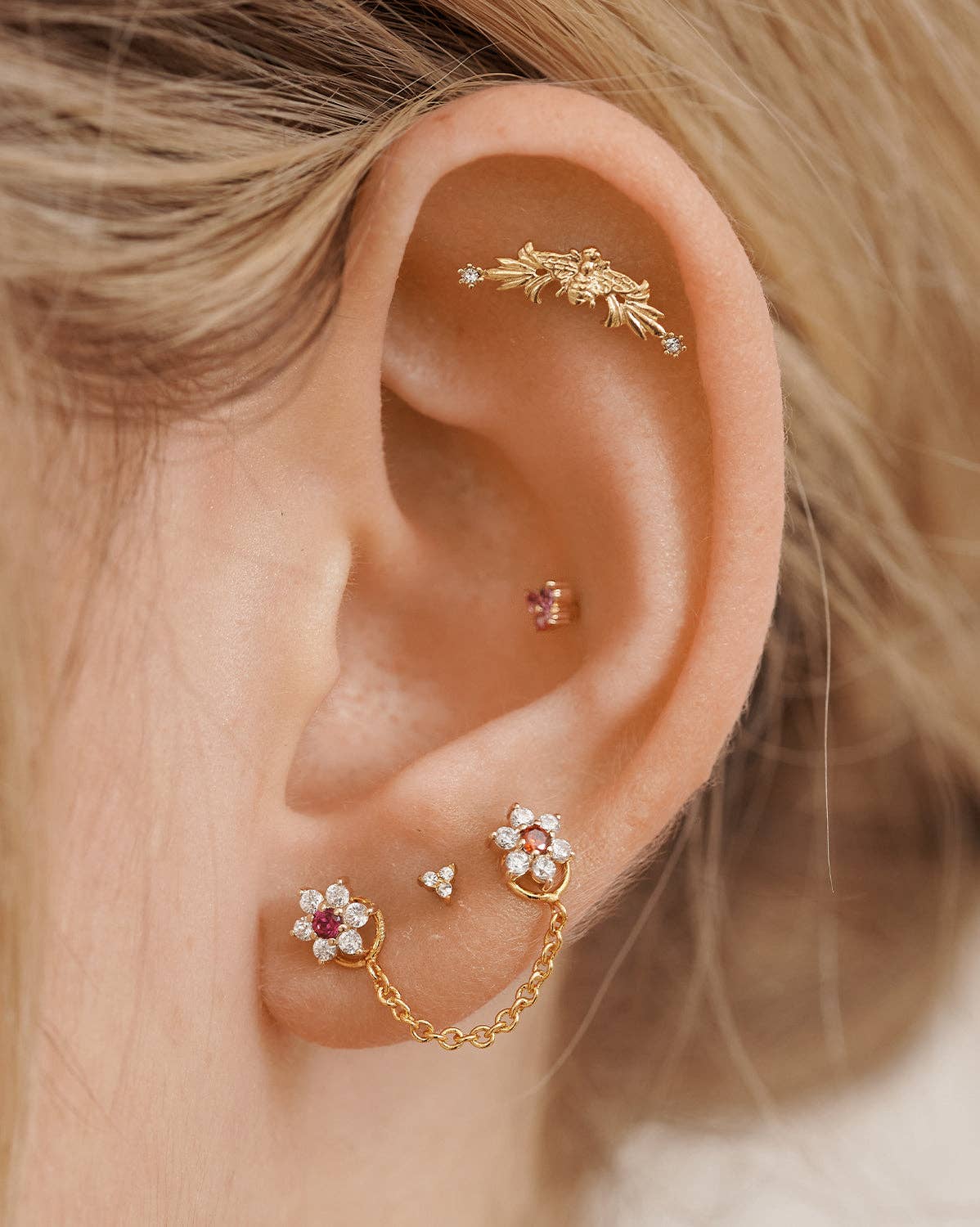 Angela Tiny Trio Stud - 18K Gold Fill
