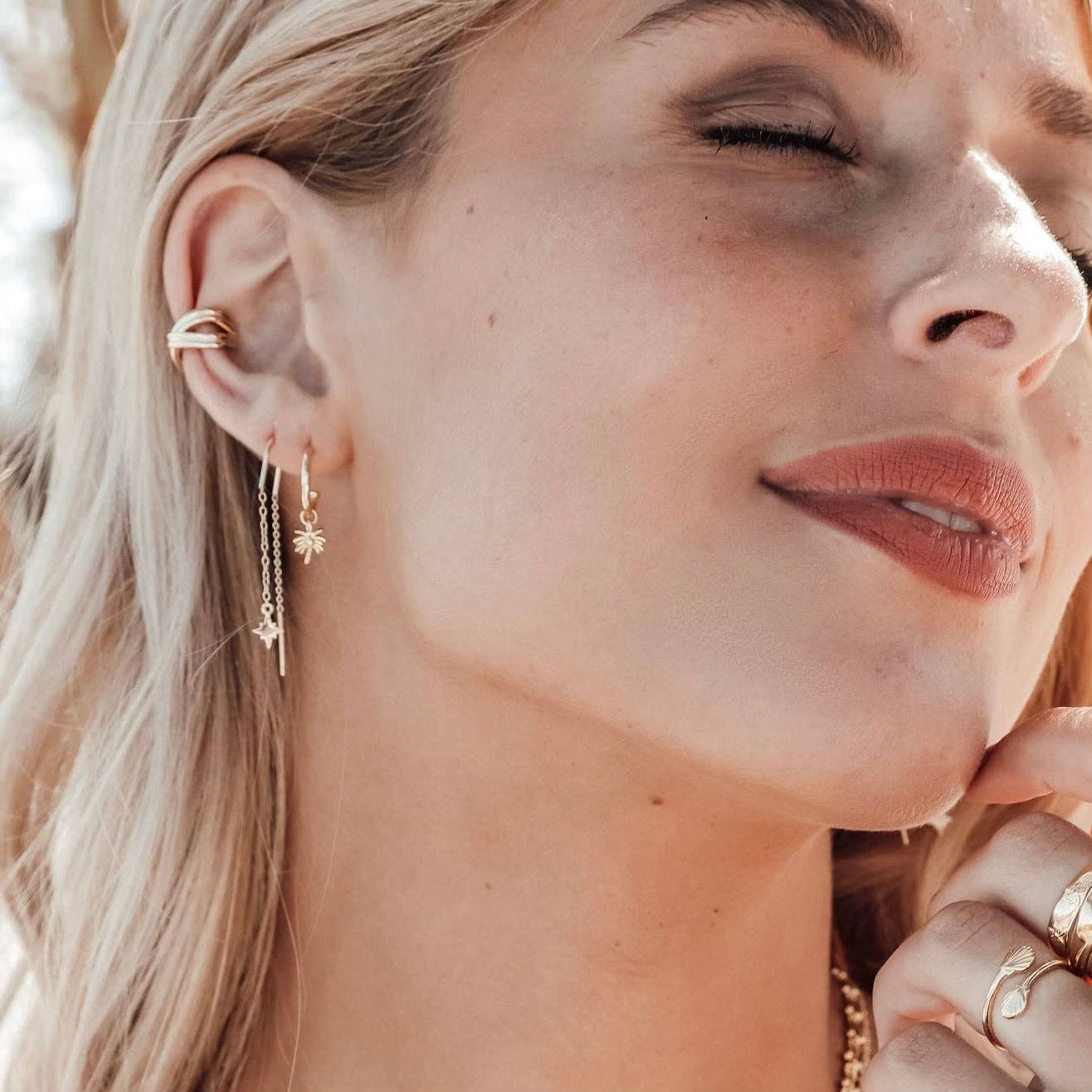 Golden Palm Earrings, Sterling Silver, 14K Gold Plating