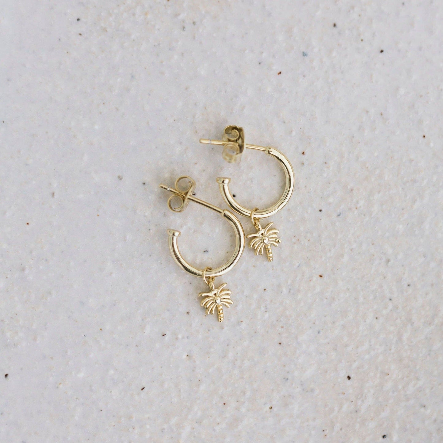 Golden Palm Earrings, Sterling Silver, 14K Gold Plating