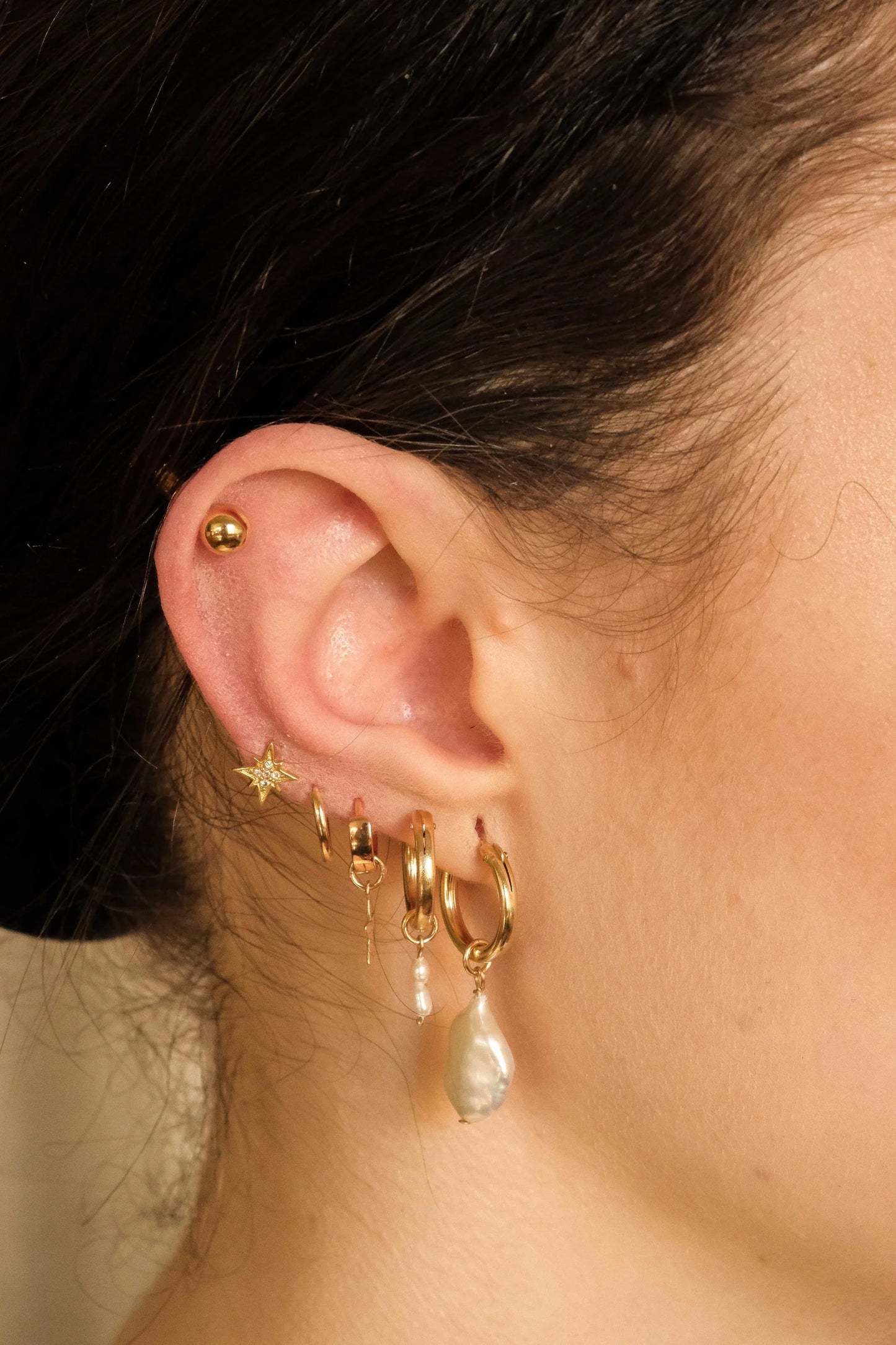 Double Mini Pearl Charm 14K Gold Filled