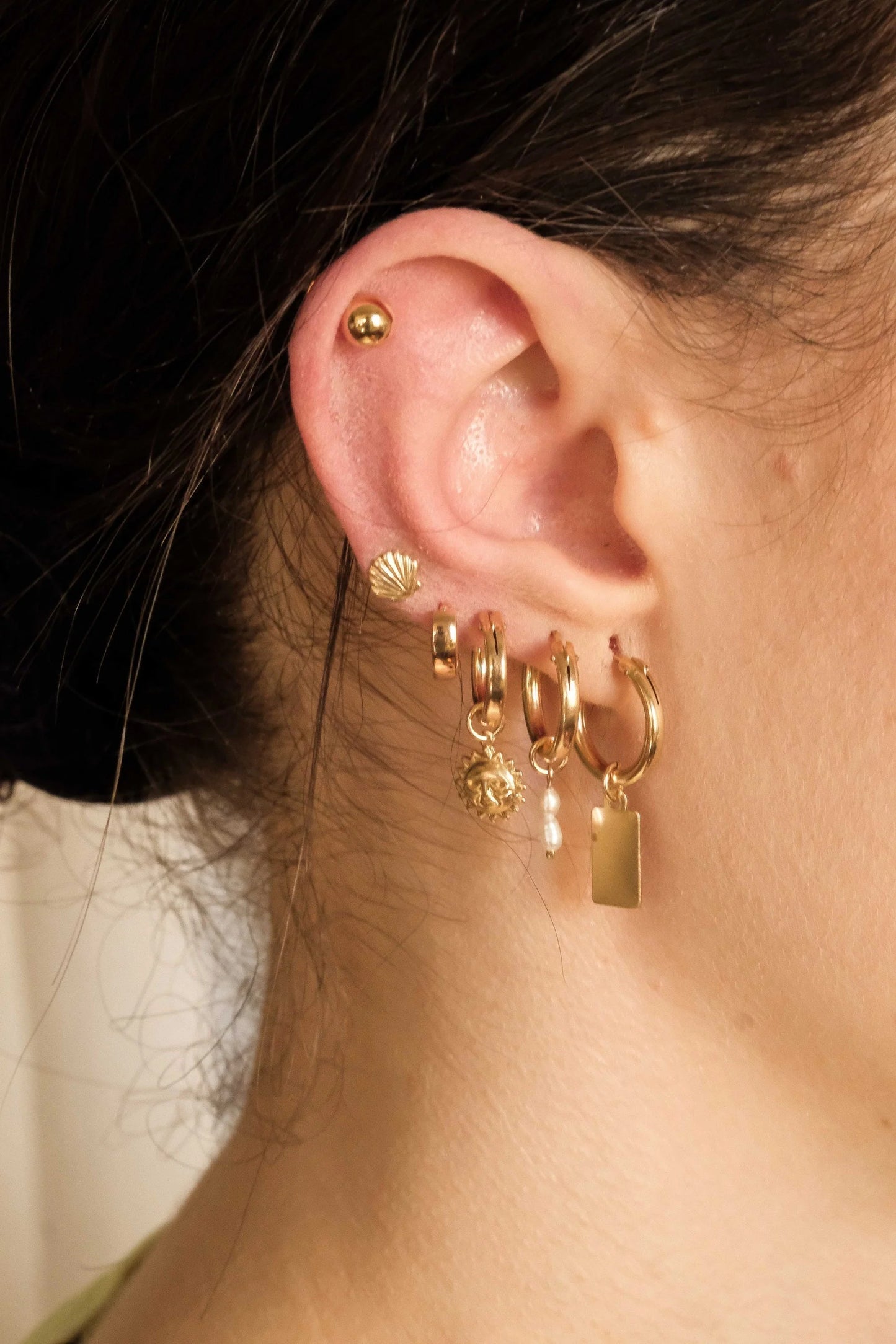 Double Mini Pearl Charm 14K Gold Filled