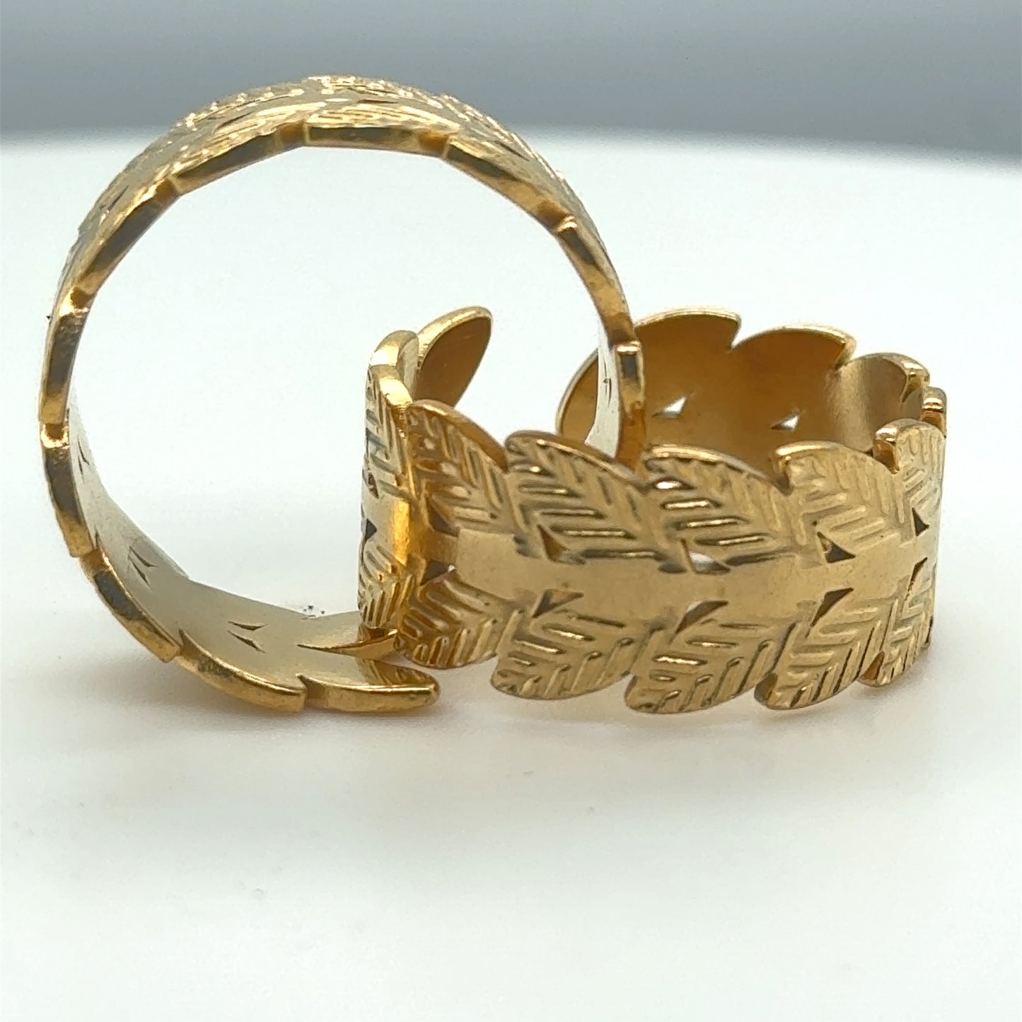 Gold Leaf Ring, Stainless Steel 18K Gold Plated