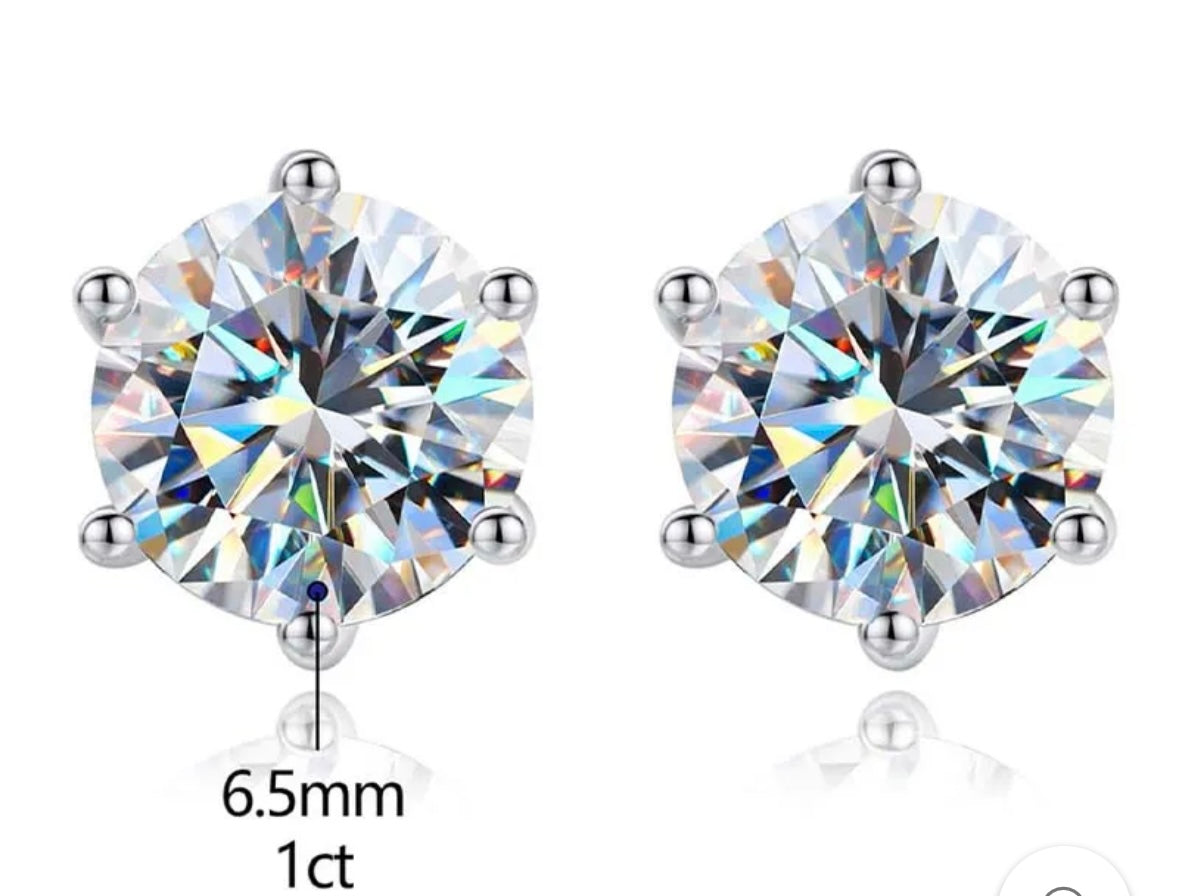 Marilyn White Diamond, Sterling Silver Stud Earrings