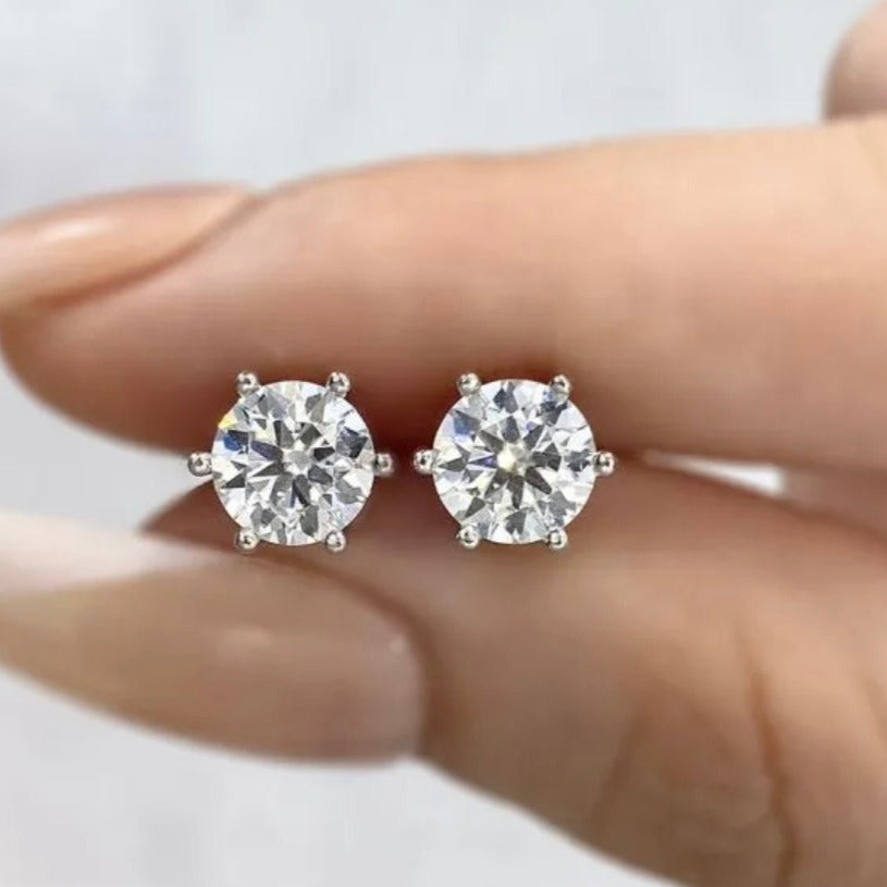 Marilyn White Diamond, Sterling Silver Stud Earrings