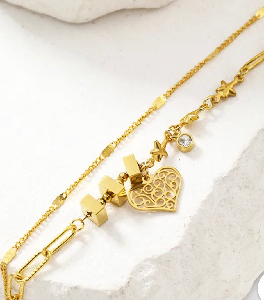 Gabriella Bracelet, Stainless Steel, 14K Gold Plating