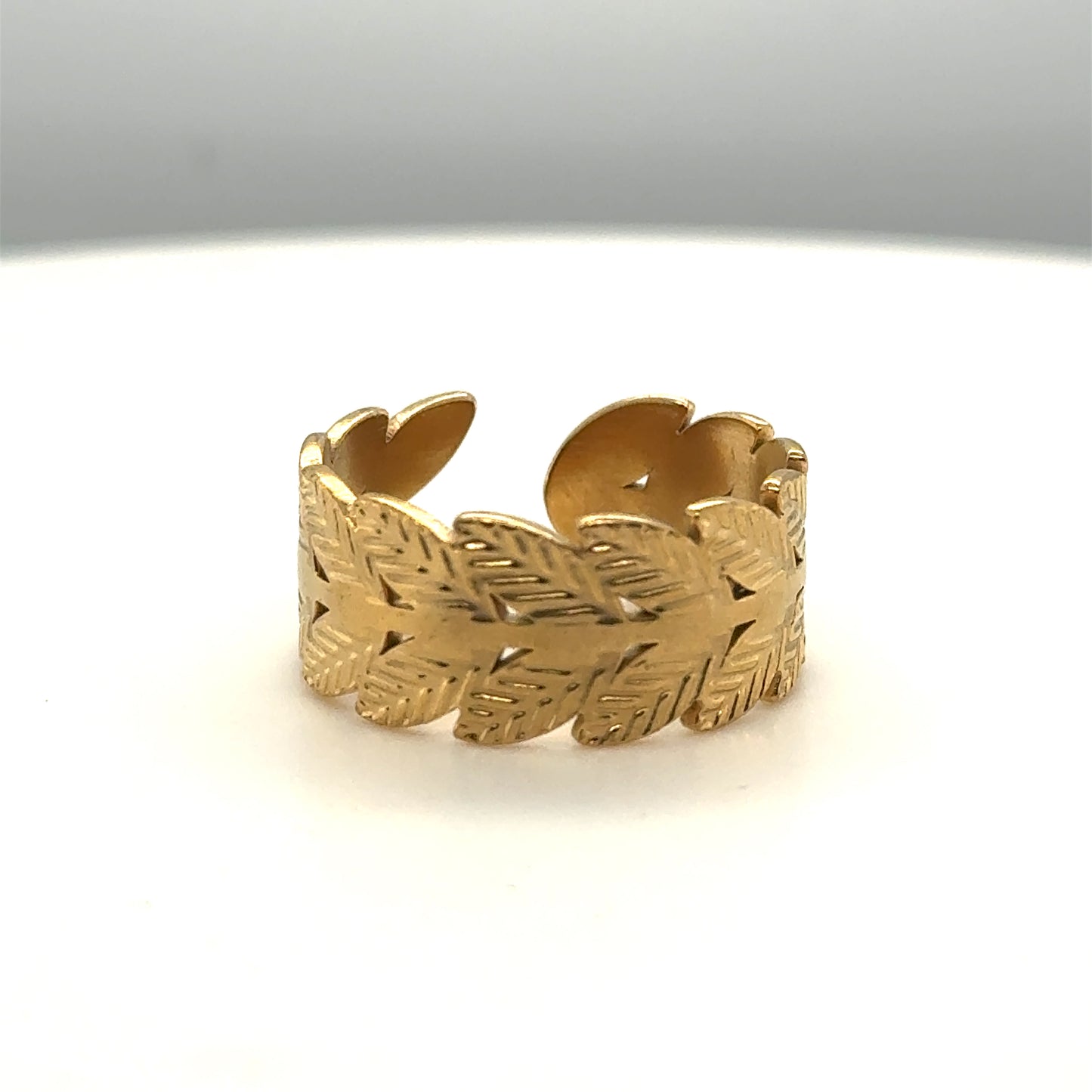 Gold Leaf Ring, Stainless Steel 18K Gold Plated