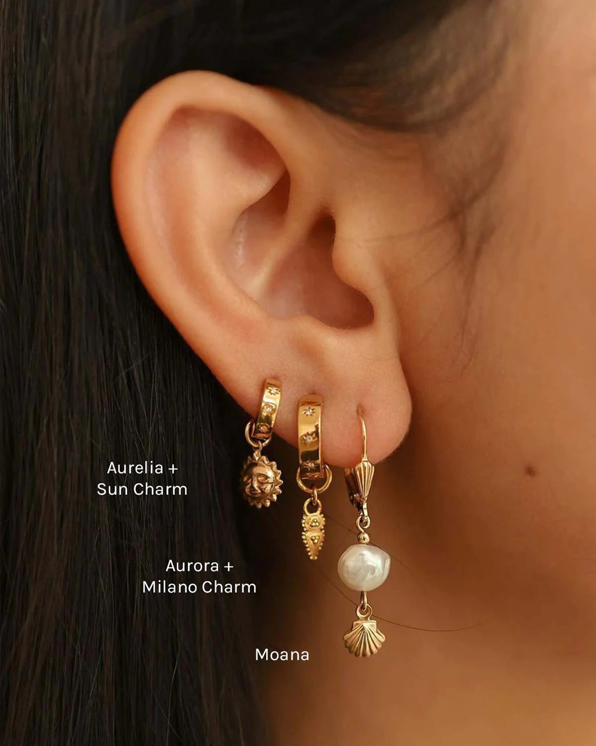 Aurelia Gemstone Huggie Hoops 9K Gold Filled