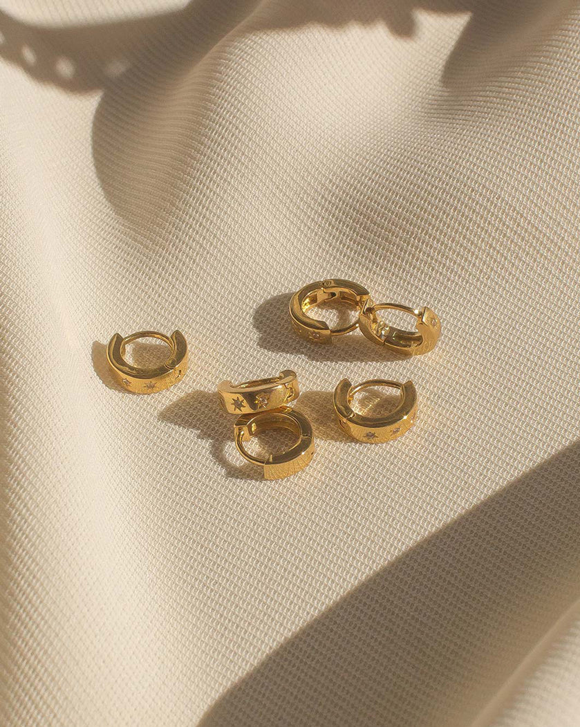 Aurelia Gemstone Huggie Hoops 9K Gold Filled