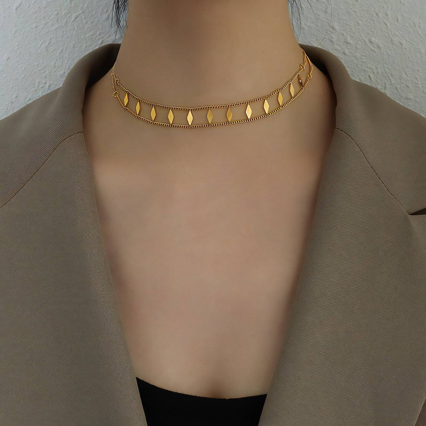 18K gold plated Stainless steel Choker necklace, Intensity