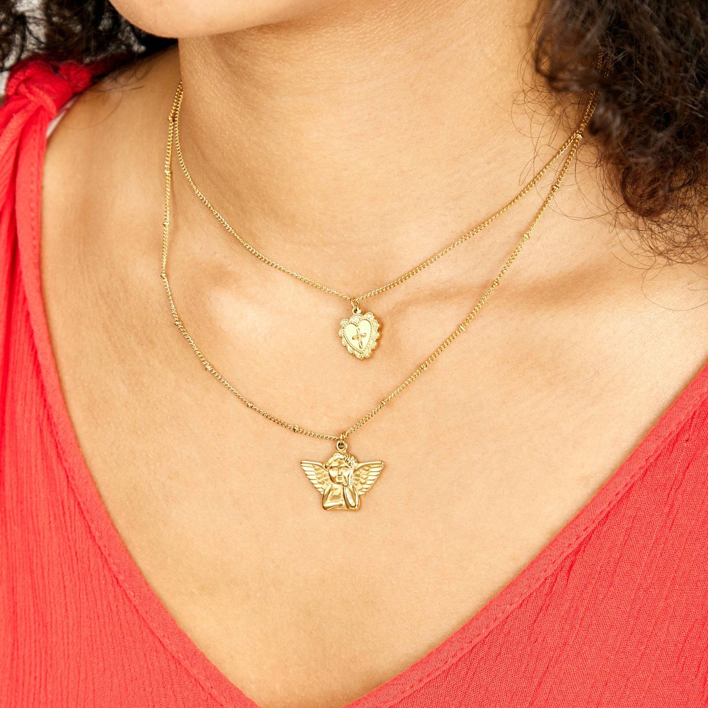 18K Gold Plated Stainless steel, Angel Necklace, Intensity