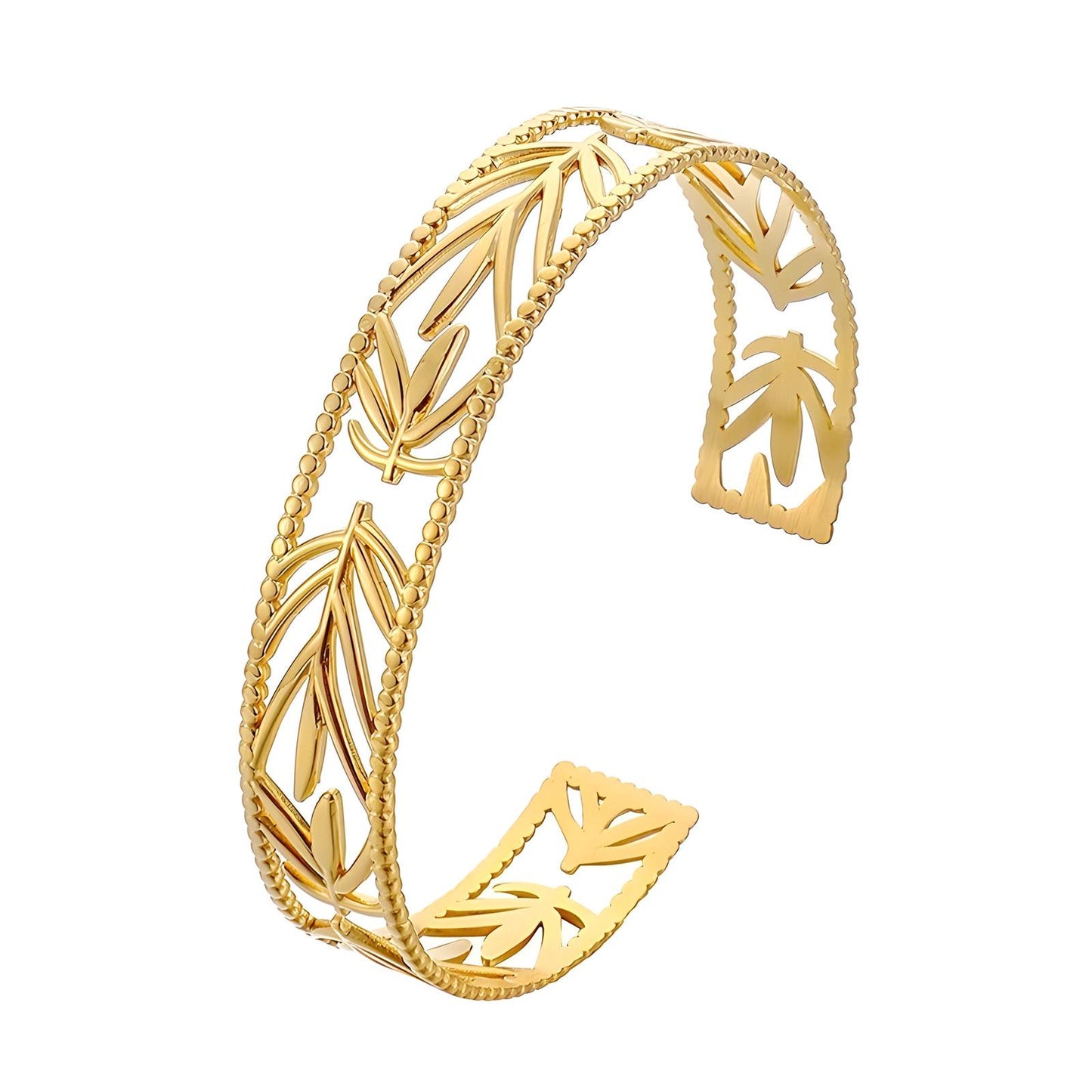 18K Gold Plated Stainless Steel, Leafy bracelet, Intensity