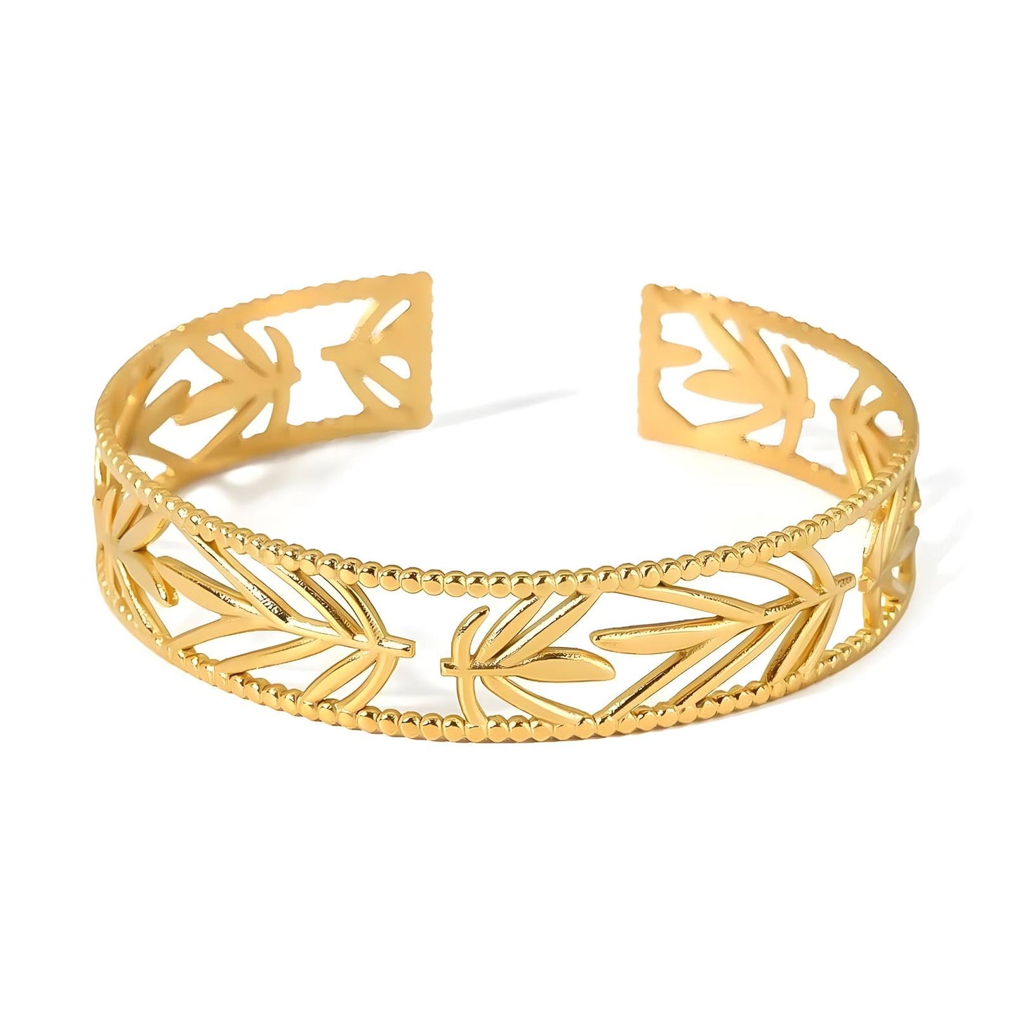 18K Gold Plated Stainless Steel, Leafy bracelet, Intensity