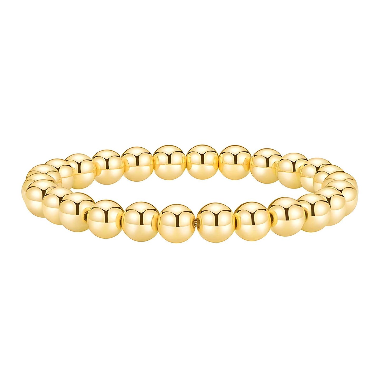 18K gold plated Stainless steel beaded bracelet, .8cm width, Intensity