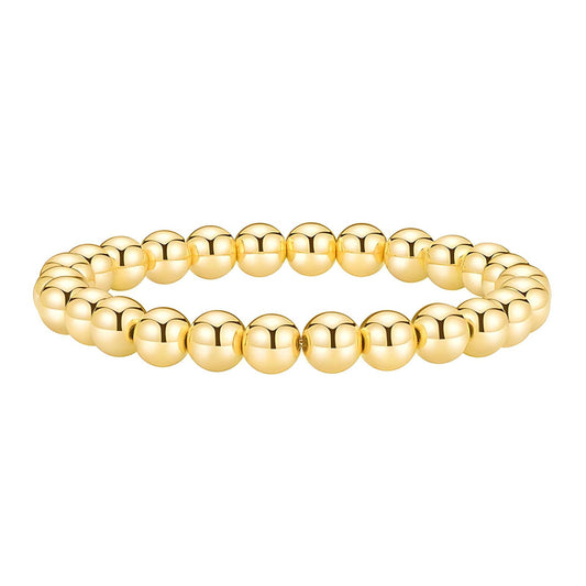 18K gold plated Stainless steel beaded bracelet, .8cm width, Intensity