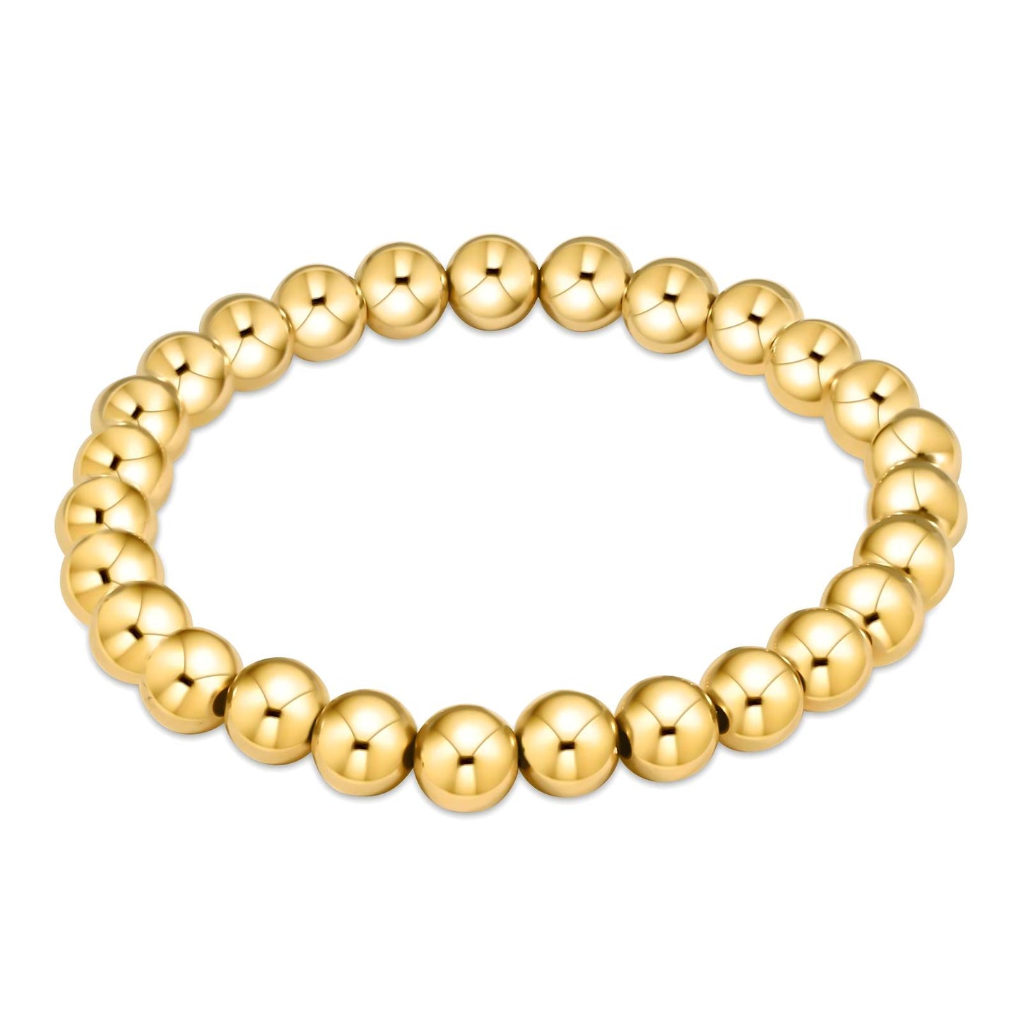18K gold plated Stainless steel beaded bracelet, .8cm width, Intensity