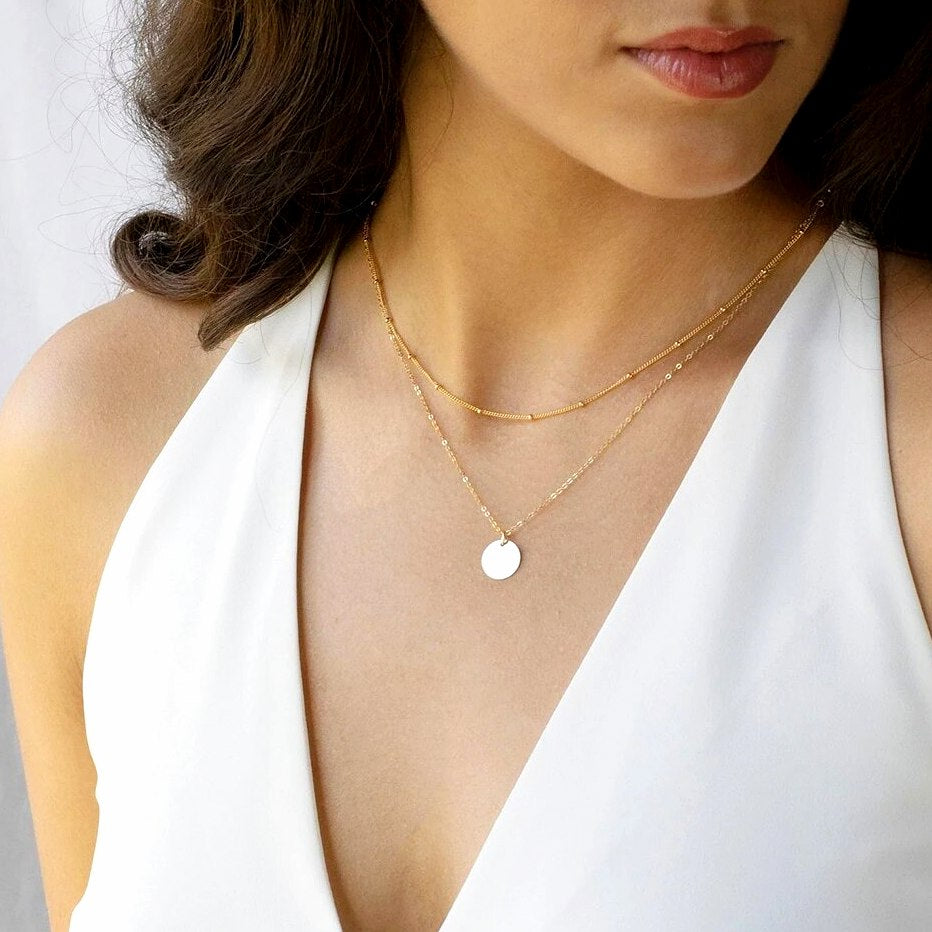 18K gold plated Stainless steel double chain necklace, Intensity