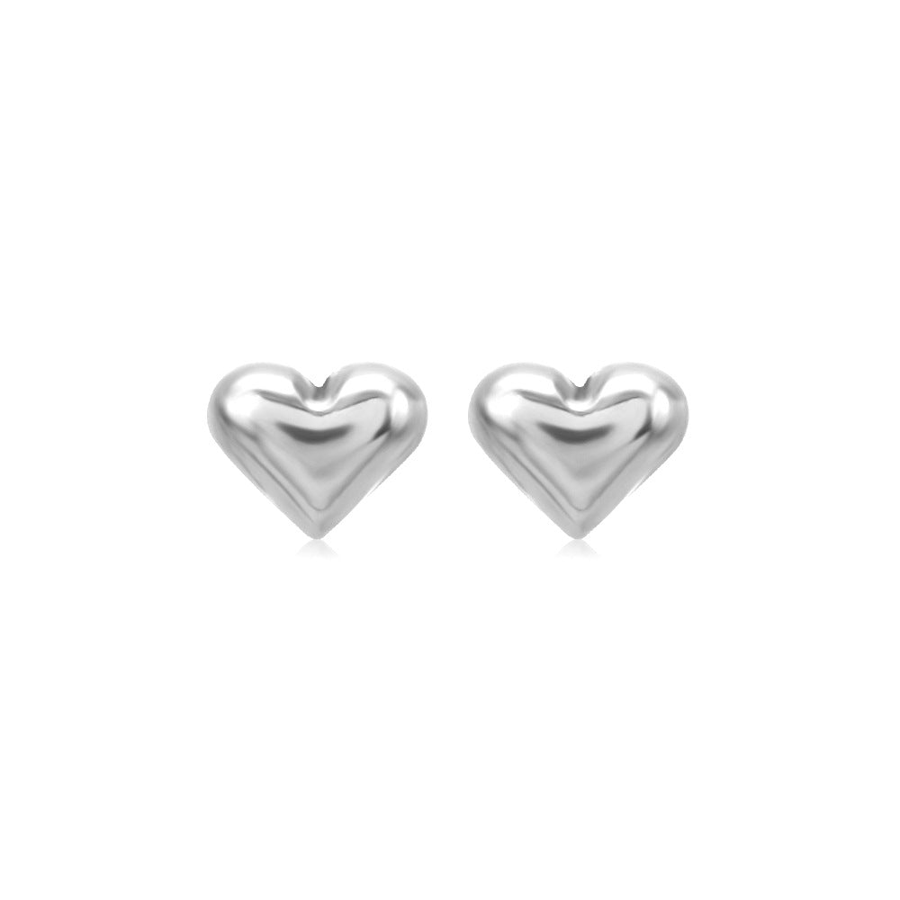 Silver Heart Earrings, Stainless Steel