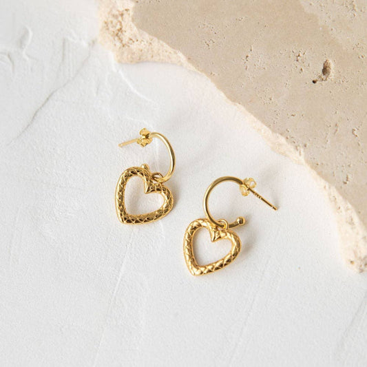 Heart of Gold Earrings, Sterling Silver, 18K Gold Plating