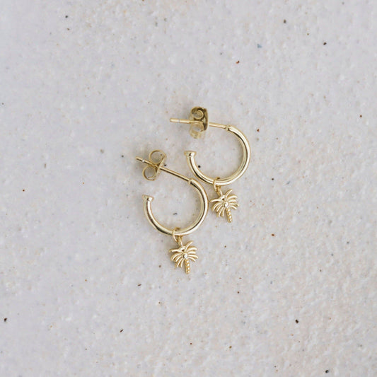 Golden Palm Earrings, Sterling Silver, 14K Gold Plating