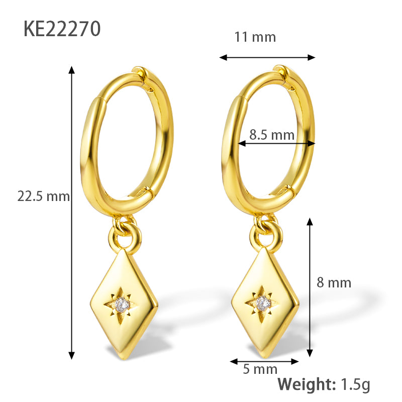 Gold Beach Drop Earrings, Sterling Silver 18K Gold Plated