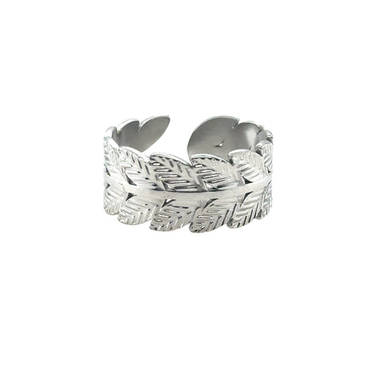 Silver Leaf Ring, Stainless Steel