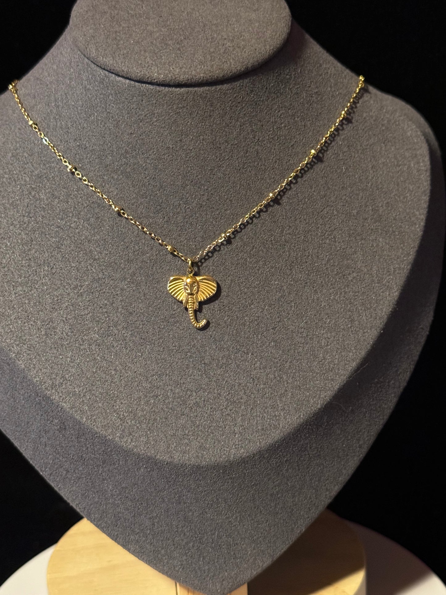 18K Gold Plated Stainless Steel, Elephant necklace, Intensity