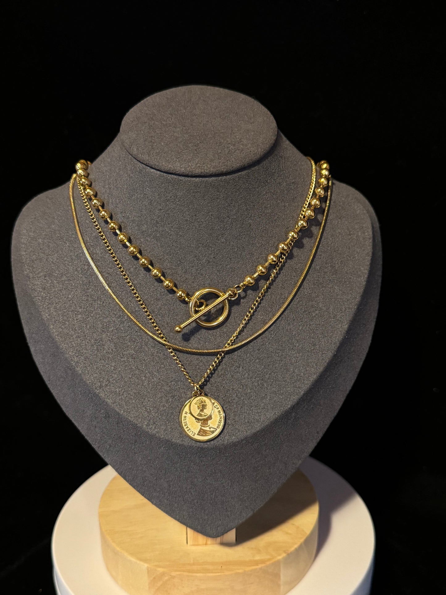 18K Gold Plated Stainless Steel, Coin necklace, Intensity