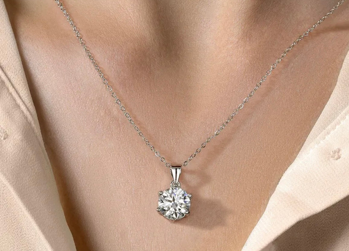 Marilyn White Diamond Pendant Necklace, Sterling Silver