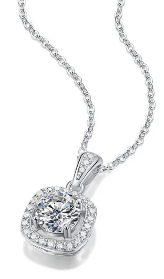 Dianna Moissanite Diamond Pendant, Sterling Silver