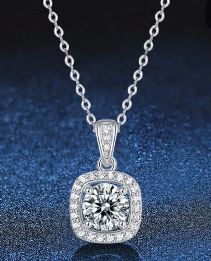 Dianna Moissanite Diamond Pendant, Sterling Silver