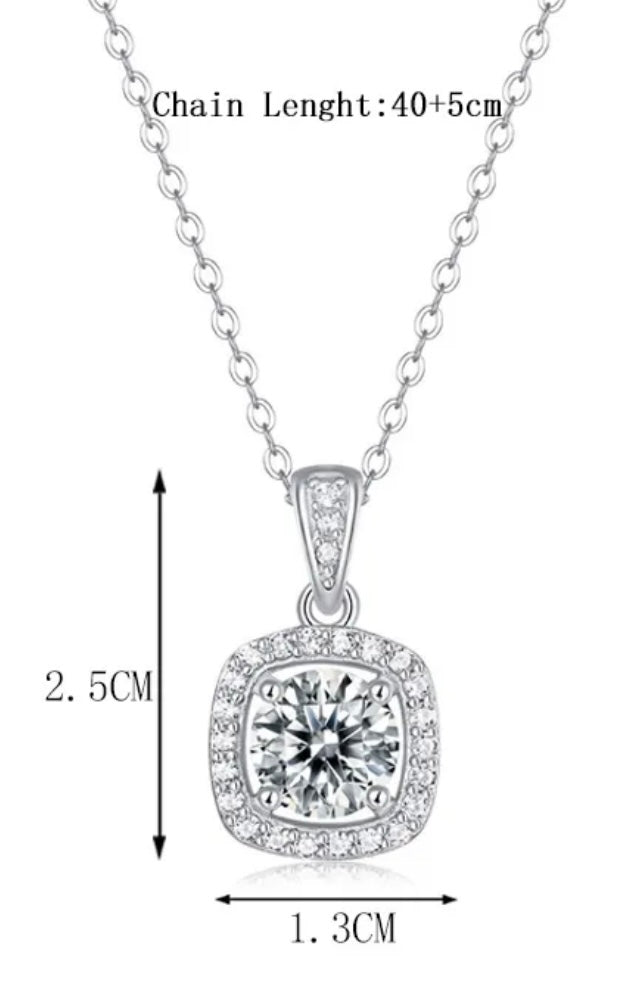 Dianna Moissanite Diamond Pendant, Sterling Silver