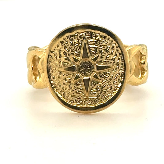 Gold Fashion Star Ring, Stainless Steel 18K Gold Plating