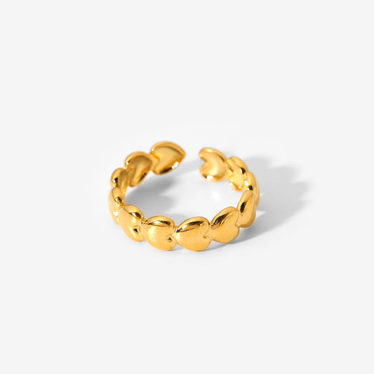 Gold Love Heart Ring, Stainless Steel 18K Gold Plating