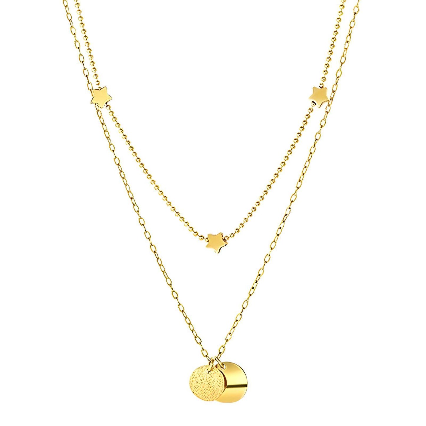 18K gold plated Stainless steel, Stars necklace, Intensity