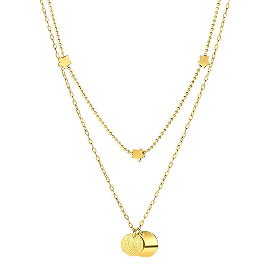 18K gold plated Stainless steel, Stars necklace, Intensity