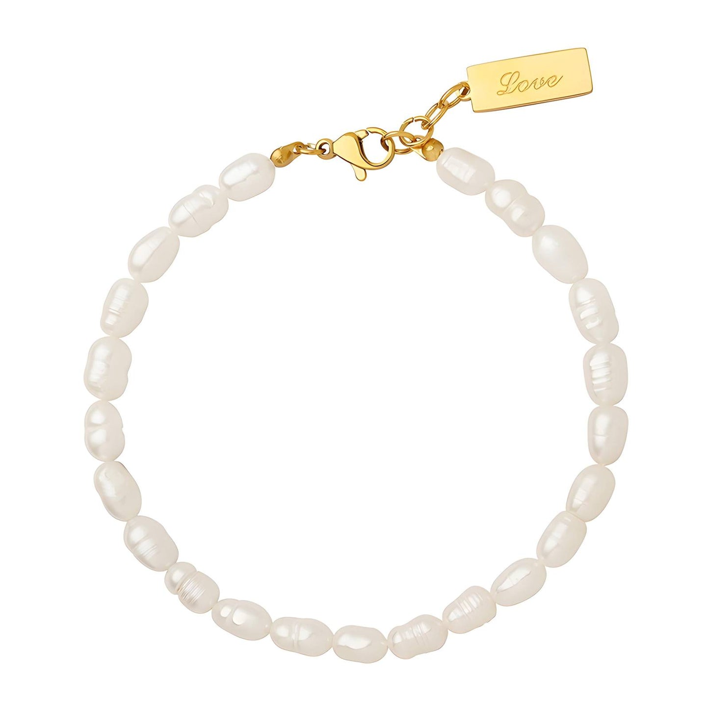 18K Gold Plated Stainless Steel, Baroque Pearl bracelet, Intensity