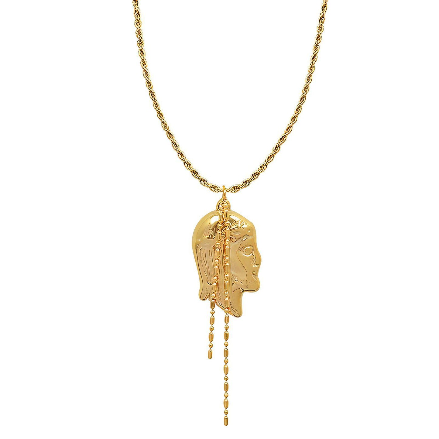 18K Gold Plated Stainless Steel, Face necklace, Intensity