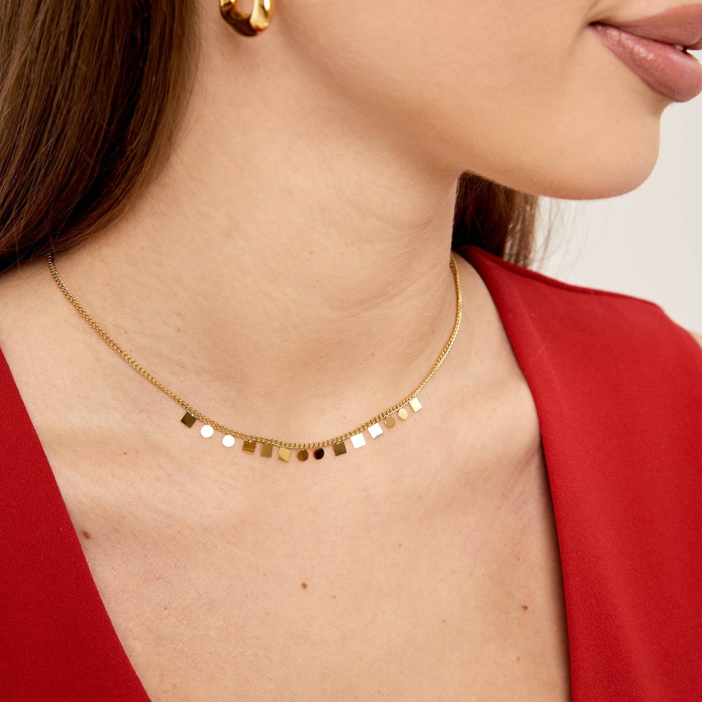 18K Gold Plated Stainless Steel, Evelyn necklace, Intensity