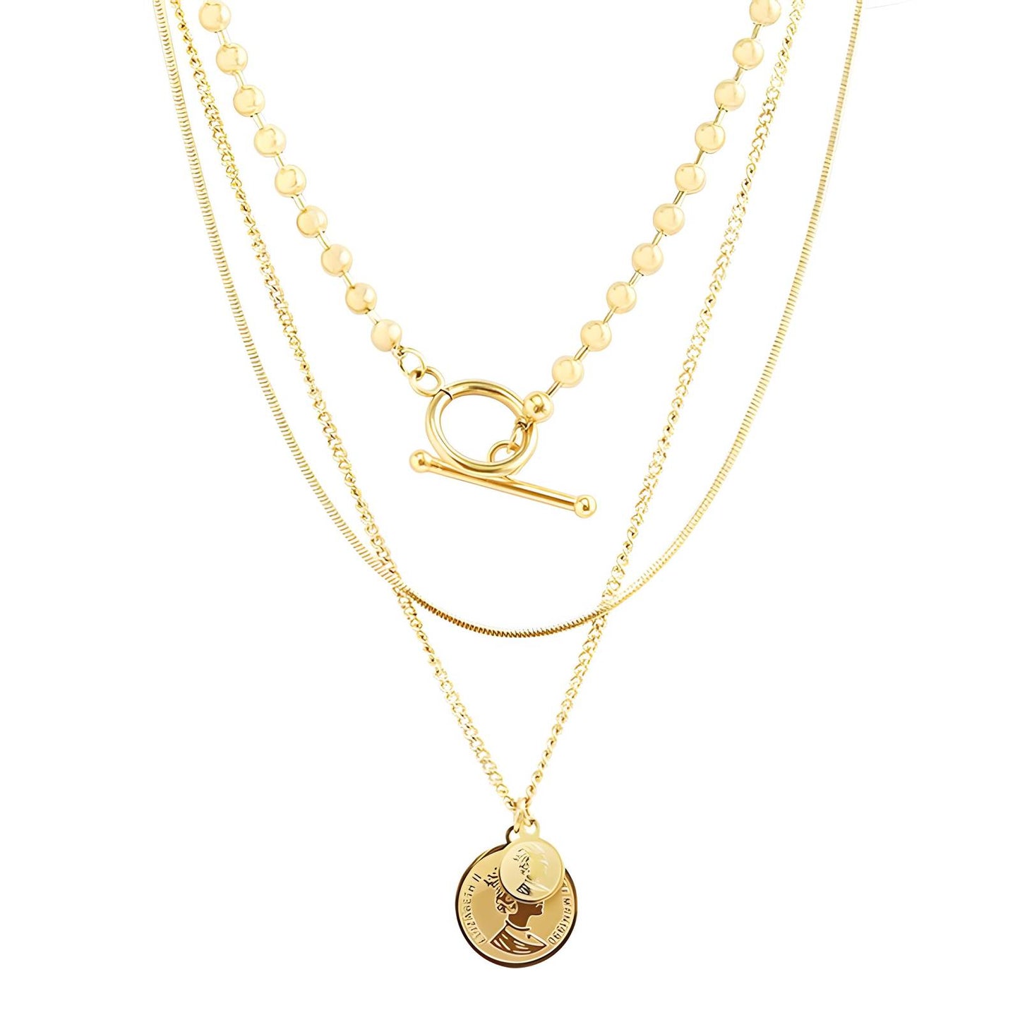 18K Gold Plated Stainless Steel, Coin necklace, Intensity