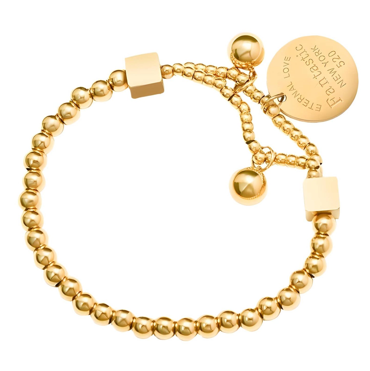 18K gold plated Stainless steel New York Coin bracelet, Intensity