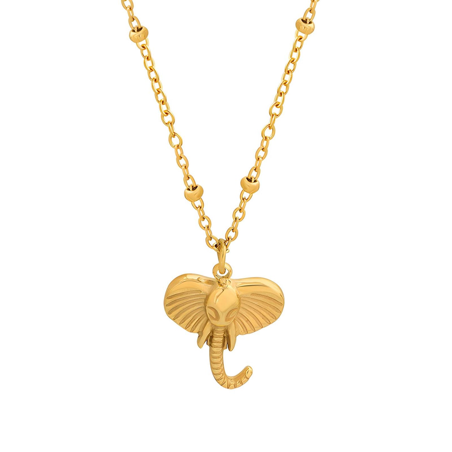 18K Gold Plated Stainless Steel, Elephant necklace, Intensity