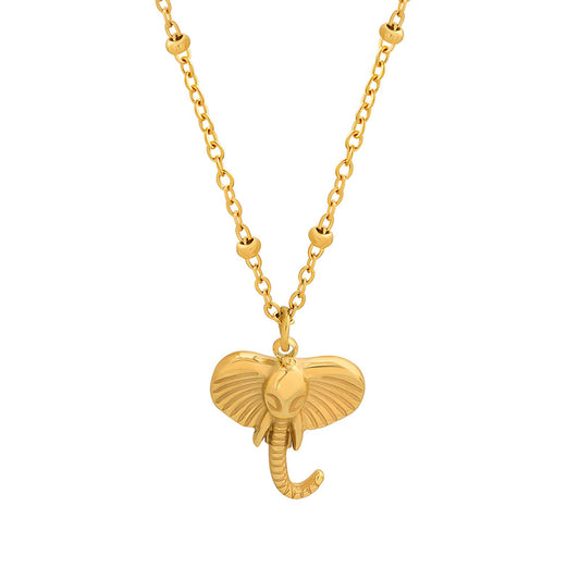 18K Gold Plated Stainless Steel, Elephant necklace, Intensity