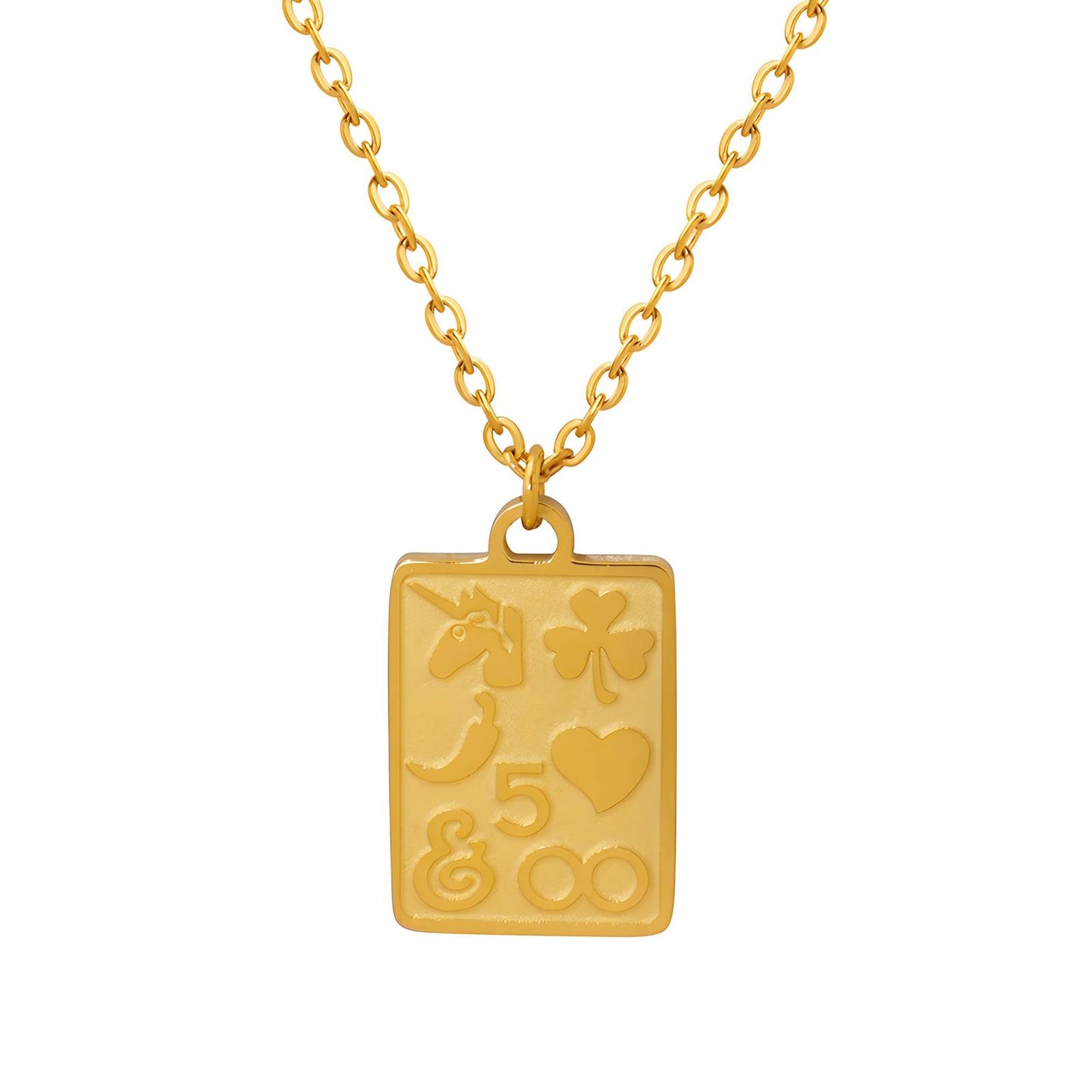 18K Gold Plated Stainless Steel, Lucky necklace, Intensity