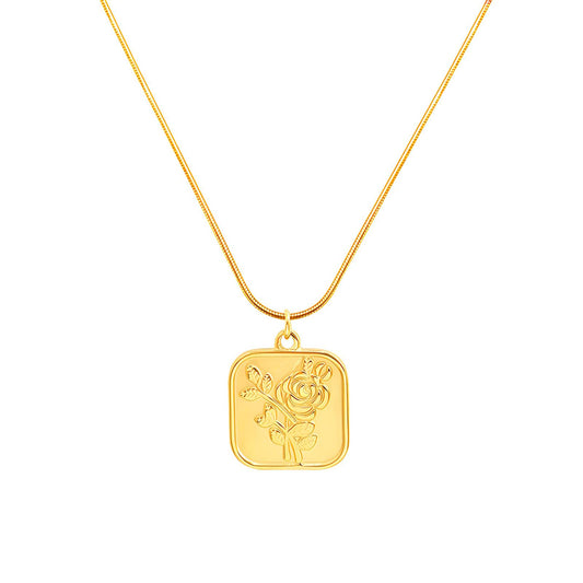 18K Gold Plated Stainless Steel, Rose necklace, Intensity