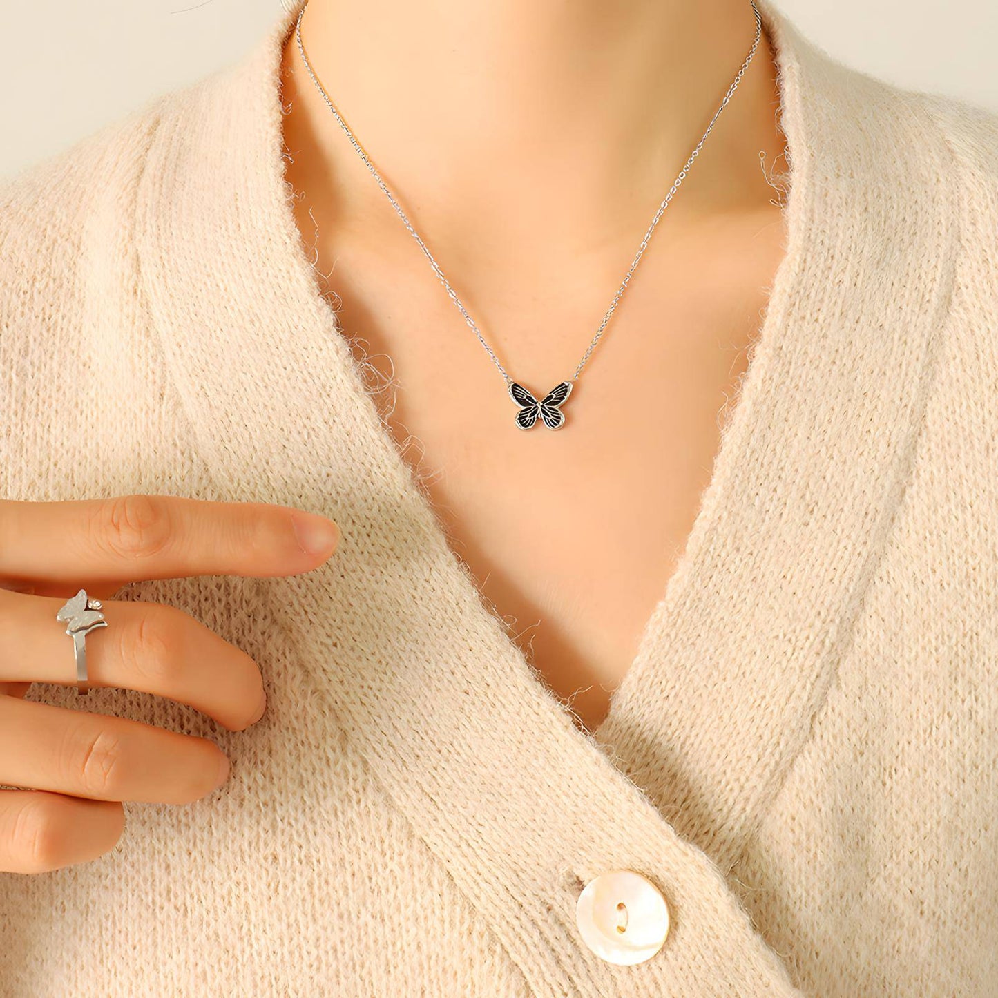 Stainless steel  Butterfly necklace, Intensity
