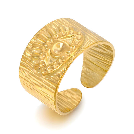 18K Gold Plated Stainless Steel, Eye of Wisdom finger ring, Intensity