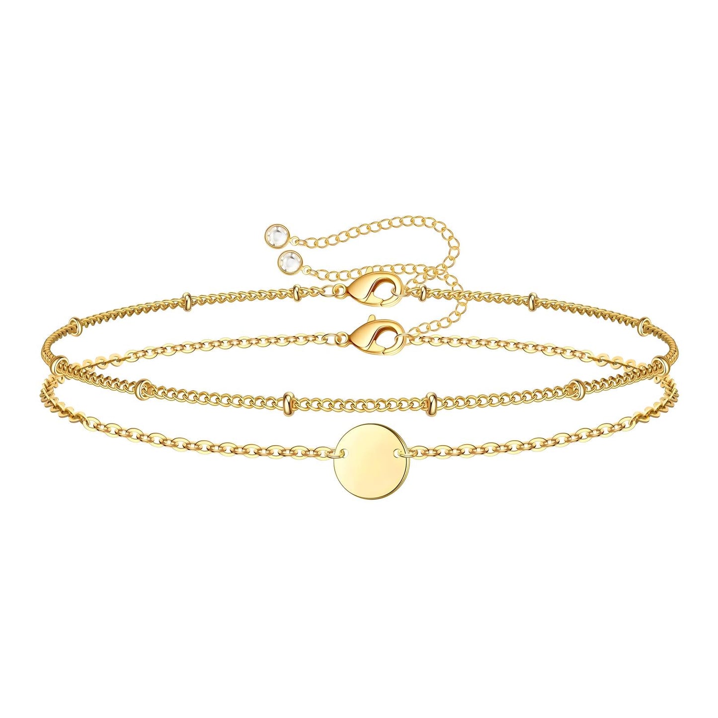 18K gold plated Stainless steel double chain bracelet, Intensity